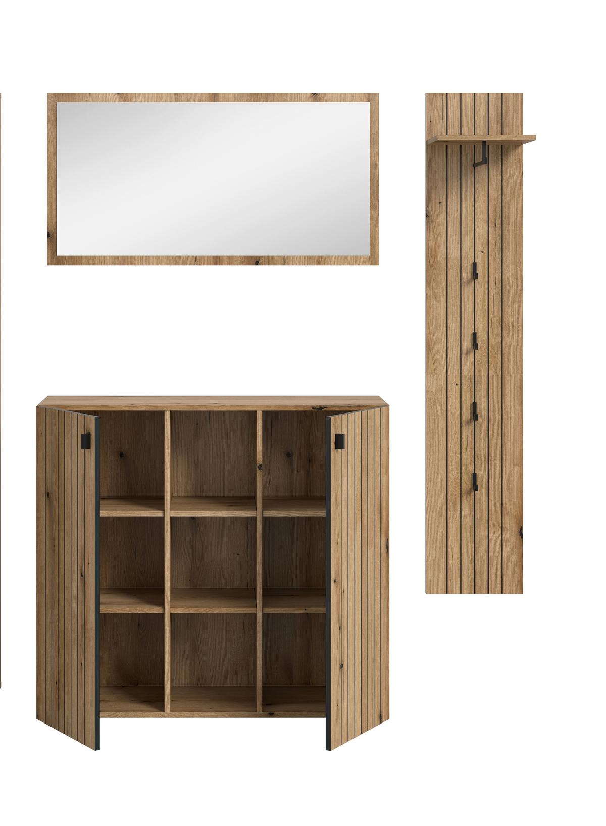Garderobe Station Eiche Dekor B: 157cm - Eichefarben, Design, Holzwerkstoff (157/192/37cm) - MID.YOU