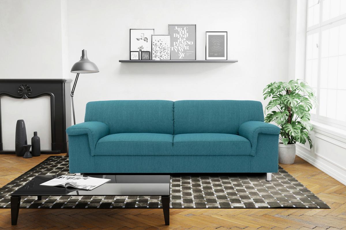 2-sitzer-sofa Jamie Rücken Echt Petrol Webstoff - Chromfarben/Petrol, KONVENTIONELL, Textil (145/72/80cm) - MID.YOU