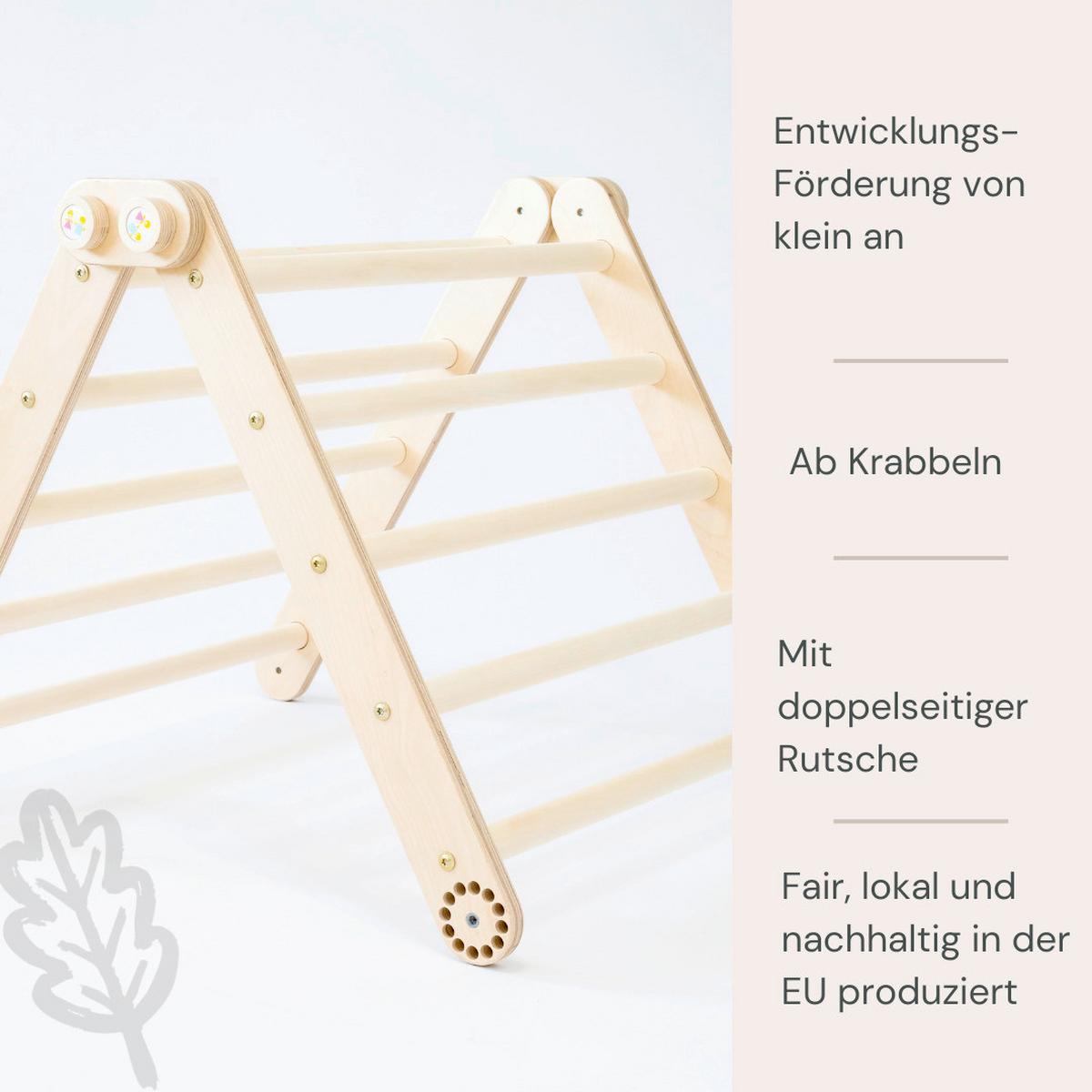 Kletterdreieck mit Rutsche natur - Birkefarben, Basics, Holz (110/36/6cm)
