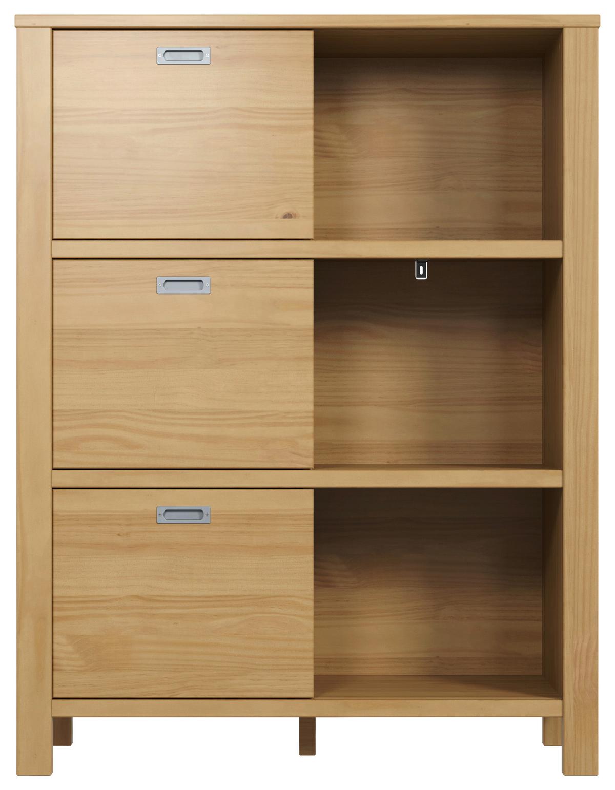 Könyvesszekrény Tolóajtókkal Eterno - natúr színű, Konventionell, faalapú anyag/fa (100/130/43cm) - Livetastic