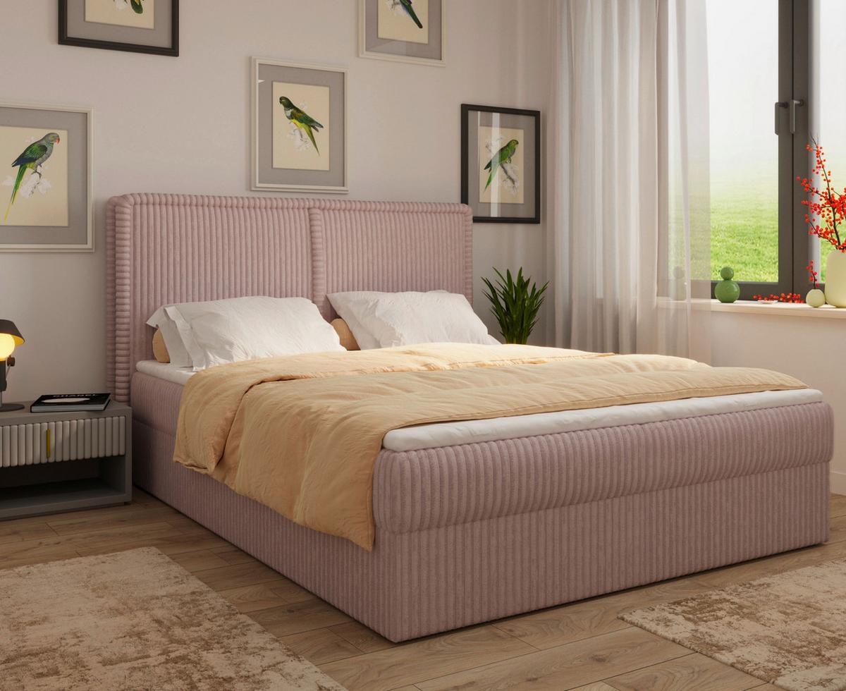Boxbett Barcelona Lf: 180x200 Pink - Pink/Schwarz, MODERN, Holz/Kunststoff (180/200cm) - MID.YOU