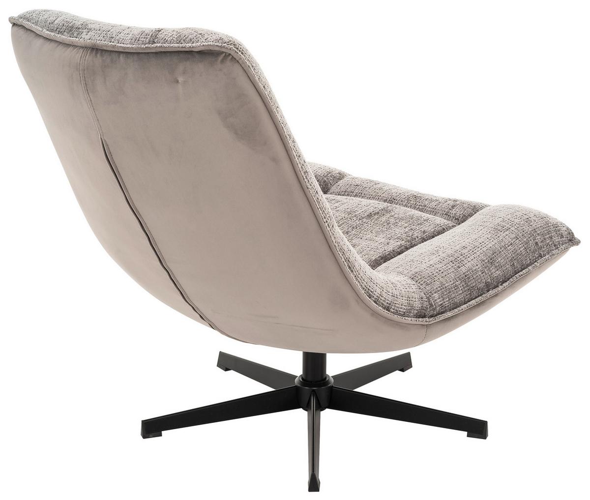 Relaxsessel Sofia Chenille Grau, B: 77 Cm - Schwarz/Grau, MODERN, Textil/Metall (77/88/94cm)