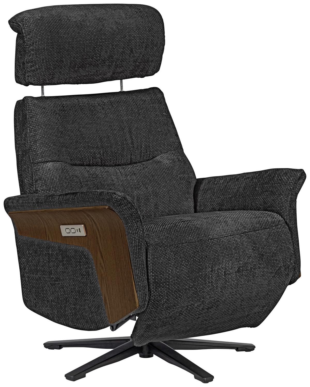 Fernsehsessel Rio - Walnussfarben/Schwarz, MODERN, Holz/Textil (75/106/87cm)