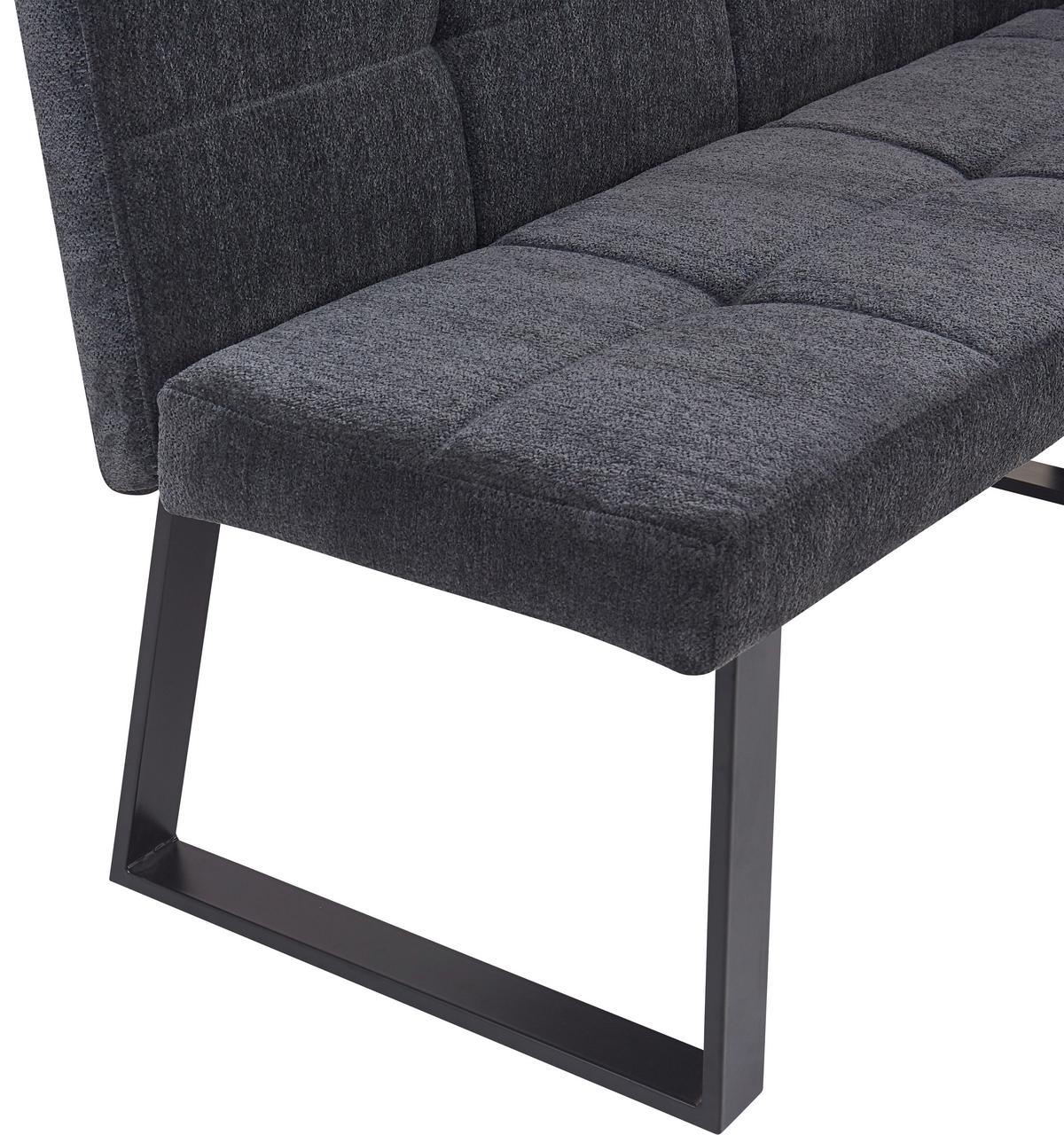 Eckbank Rico Dunkelgrau, Schenkel 152x191cm - Dunkelgrau/Schwarz, LIFESTYLE, Textil/Metall (152/191cm) - MID.YOU
