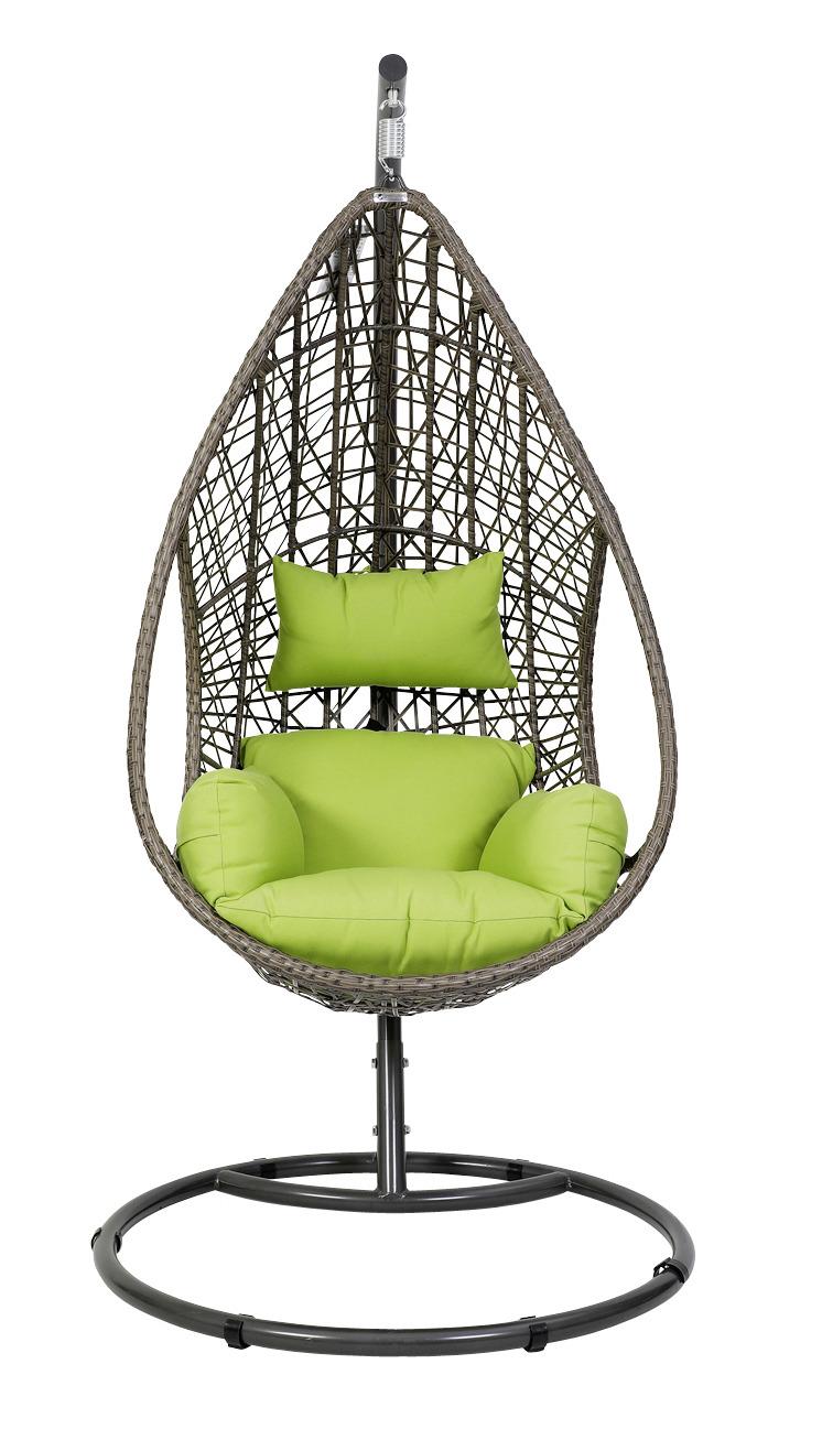 Hängesessel mit Gestell Kuba inkl. Sitz- und Rückenkissen - Anthrazit/Braun, Basics, Kunststoff/Textil (103/208/103cm)
