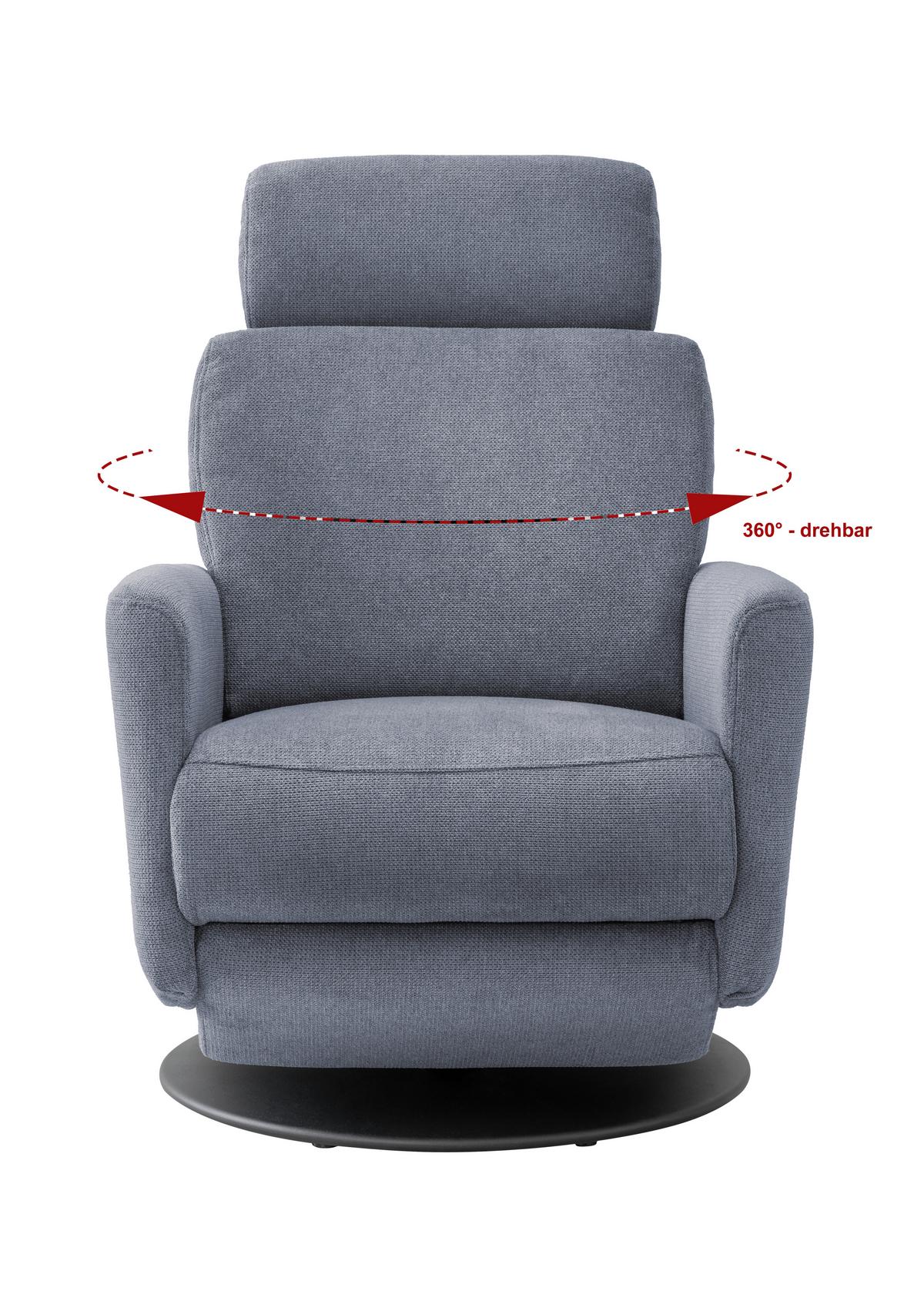 Relaxsessel Centrale T: 87-154 Cm, Hellblau - Schwarz/Hellblau, MODERN, Textil (77/105/87-154cm) - Livetastic