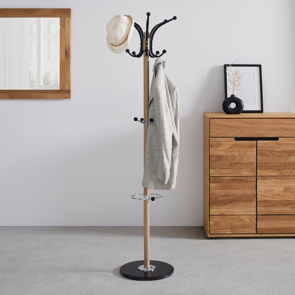ŠATNÍ STOJAN MUCKI - černá/barvy dubu, Moderní, kov/kámen (39/171cm) - Mömax