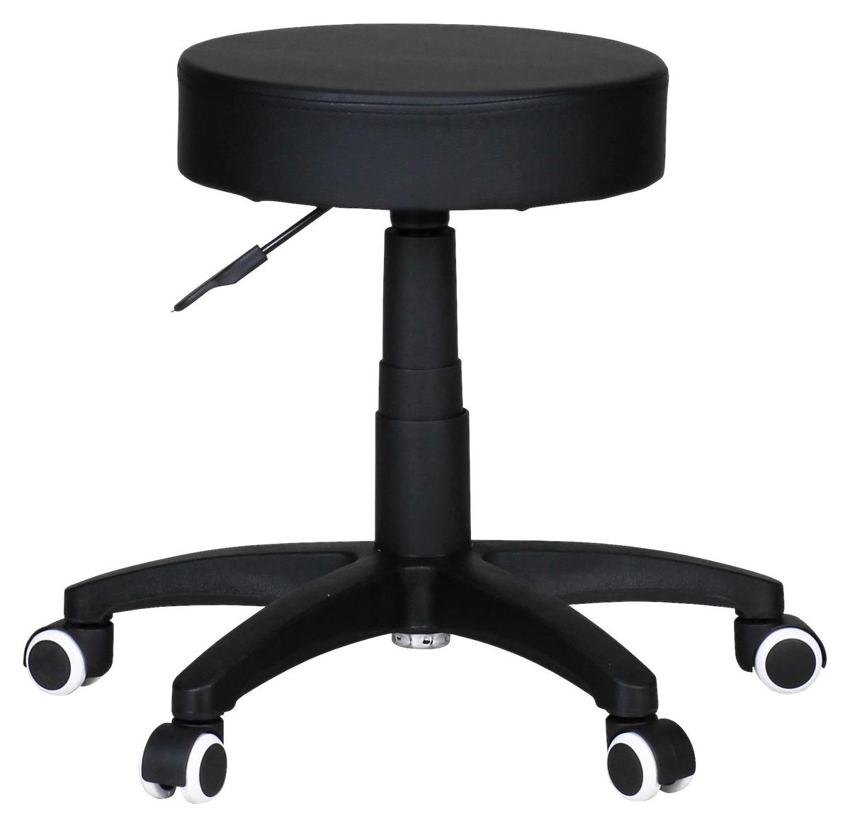 Bürohocker Leon S Schwarz Mit Rollen, Sitz Gepolstert H:44cm - Schwarz, KONVENTIONELL, Textil (50/44/50cm) - MID.YOU