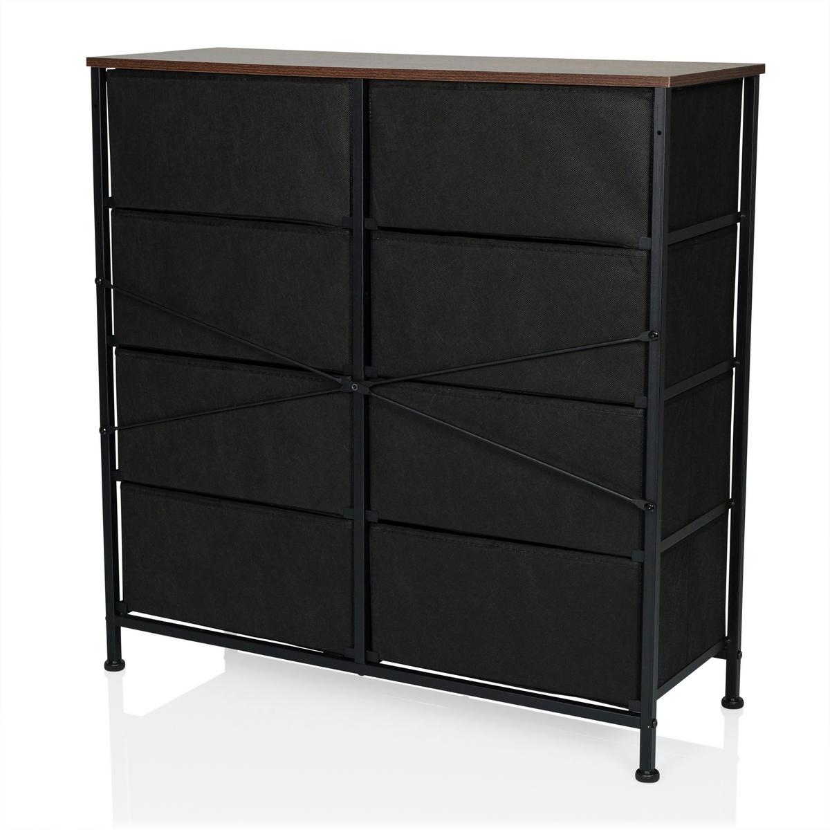 Kommode Ragala Light Eichefarben B: 80 Cm - Eichefarben/Schwarz, MODERN, Holzwerkstoff/Textil (80/82/30cm) - MID.YOU