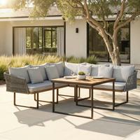 JÍDELNÍ TERASOVÁ SOUPRAVA VIOLA - černá/světle šedá, Moderní, kov/dřevo (228/75/75cm) - Bessagi Garden