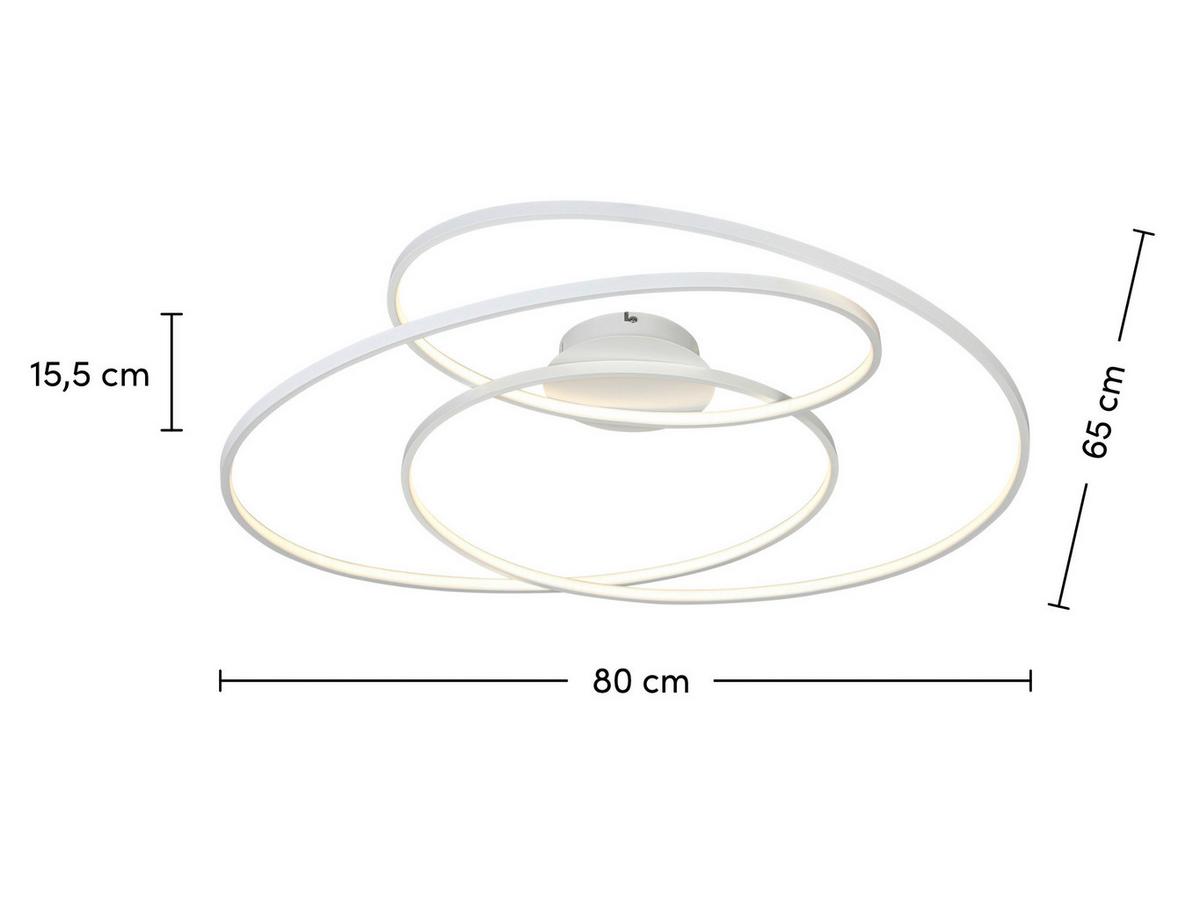 STROPNÉ LED SVIETIDLO WILMA - biela, Modern, kov/plast (65/80/15,5cm) - Mömax