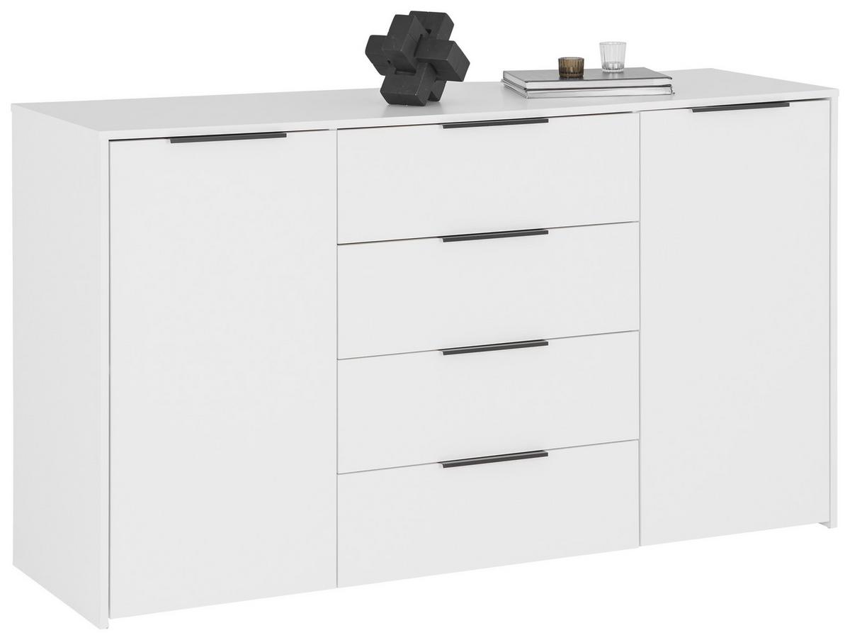 KOMODA ALAN 5 - bílá/černá, Moderní, kompozitní dřevo (161/93,4/50cm) - Luca Bessoni