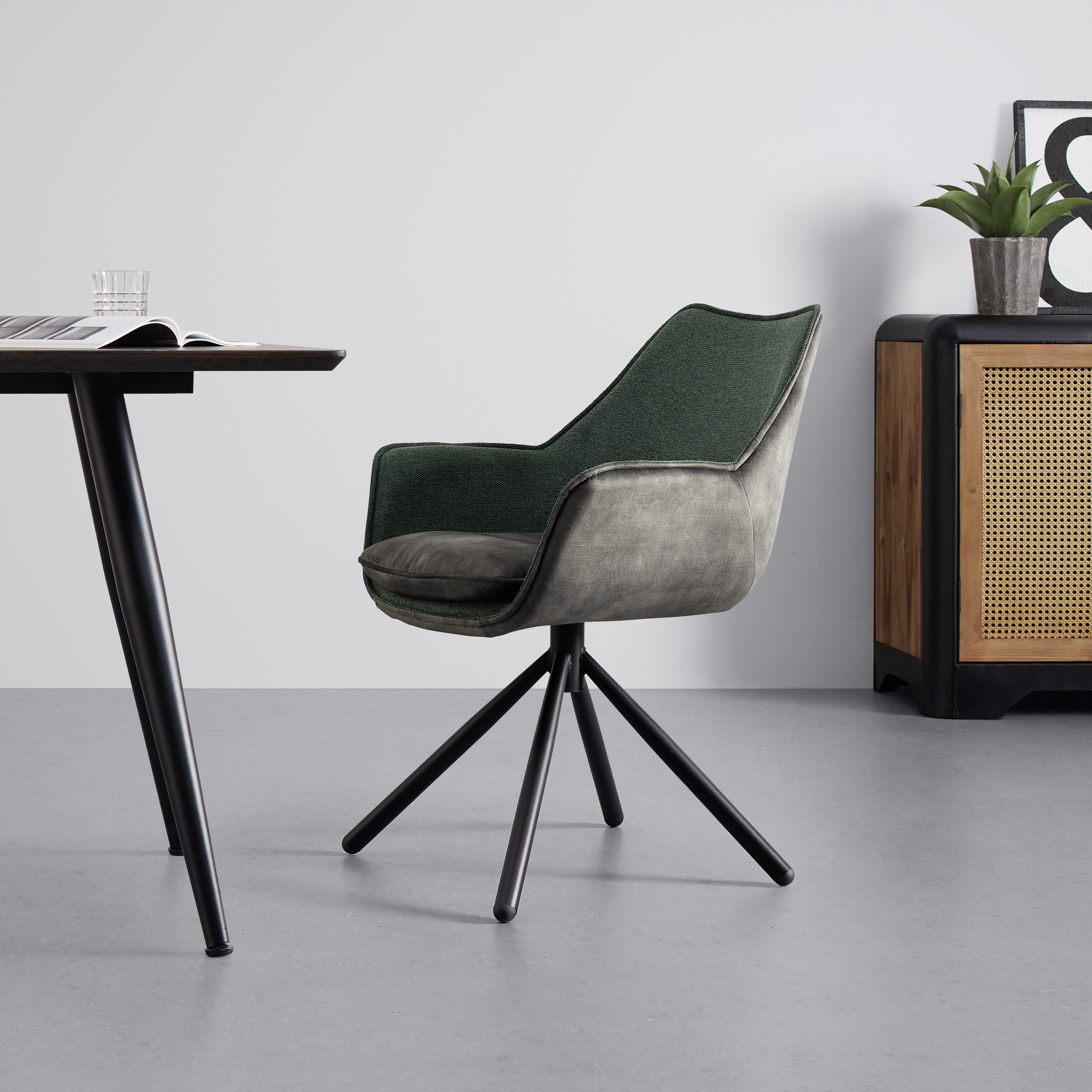 Židle S Podroučkami Norin Zelená - černá/zelená, Moderní, kov/dřevo (62/84/62cm) - Livetastic