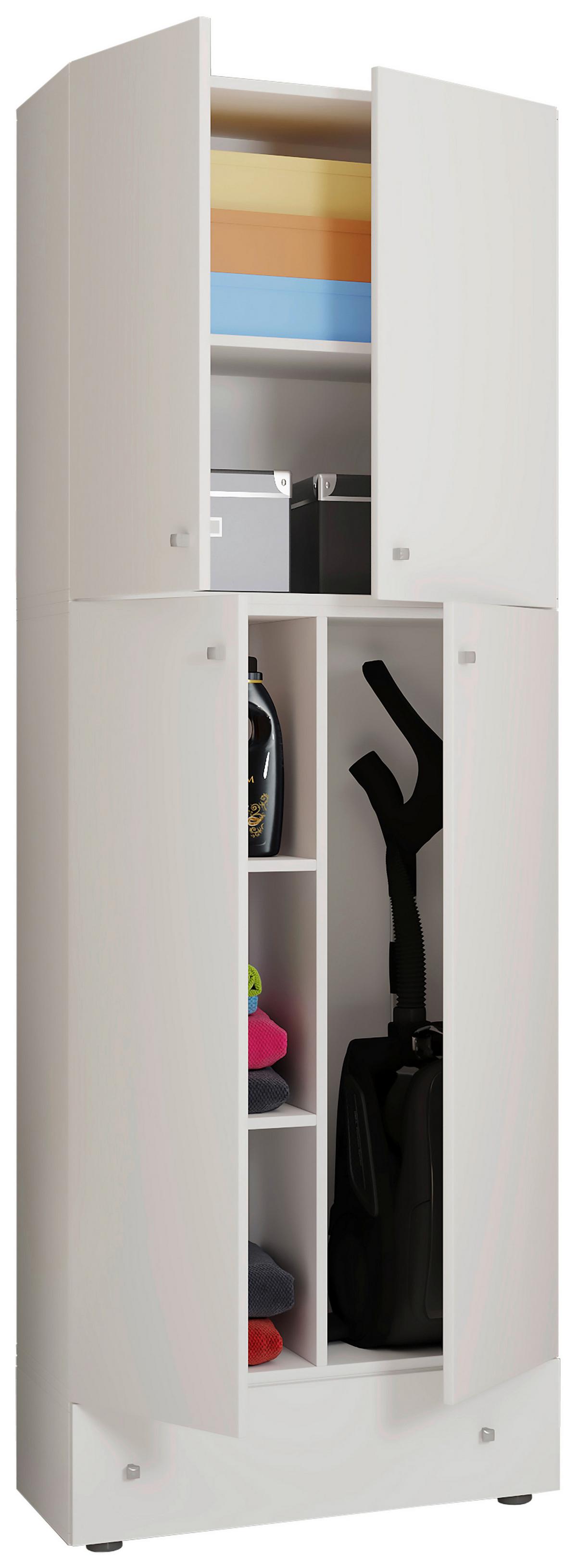 Mehrzweckschrank Lona Xxl Weiß Stehend Bxh: 70x200 Cm - Schwarz/Weiß, MODERN, Holzwerkstoff (70/200/39cm) - MID.YOU