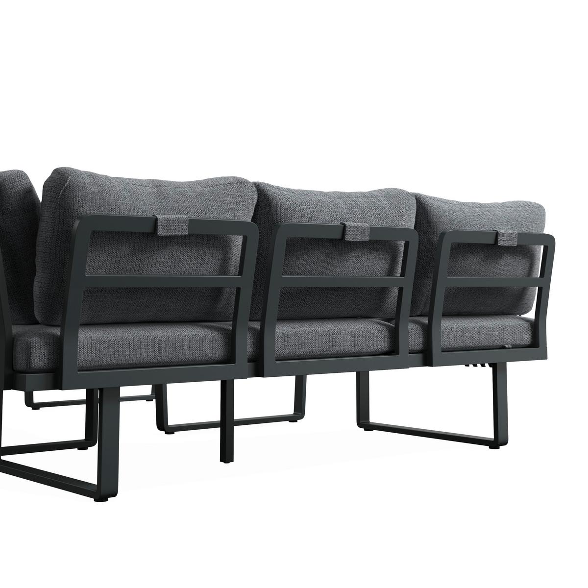 Loungegarnitur Cannes - Dunkelgrau/Anthrazit, MODERN, Kunststoff/Textil (202/236cm) - Beldano