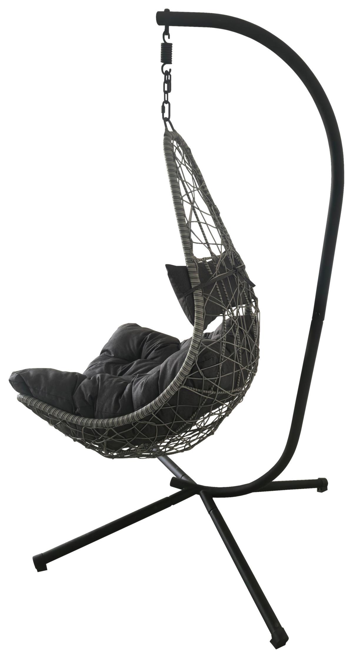 Hängesessel Tonga - Dunkelgrau/Anthrazit, MODERN, Kunststoff/Metall (95/95/195cm) - Beldano