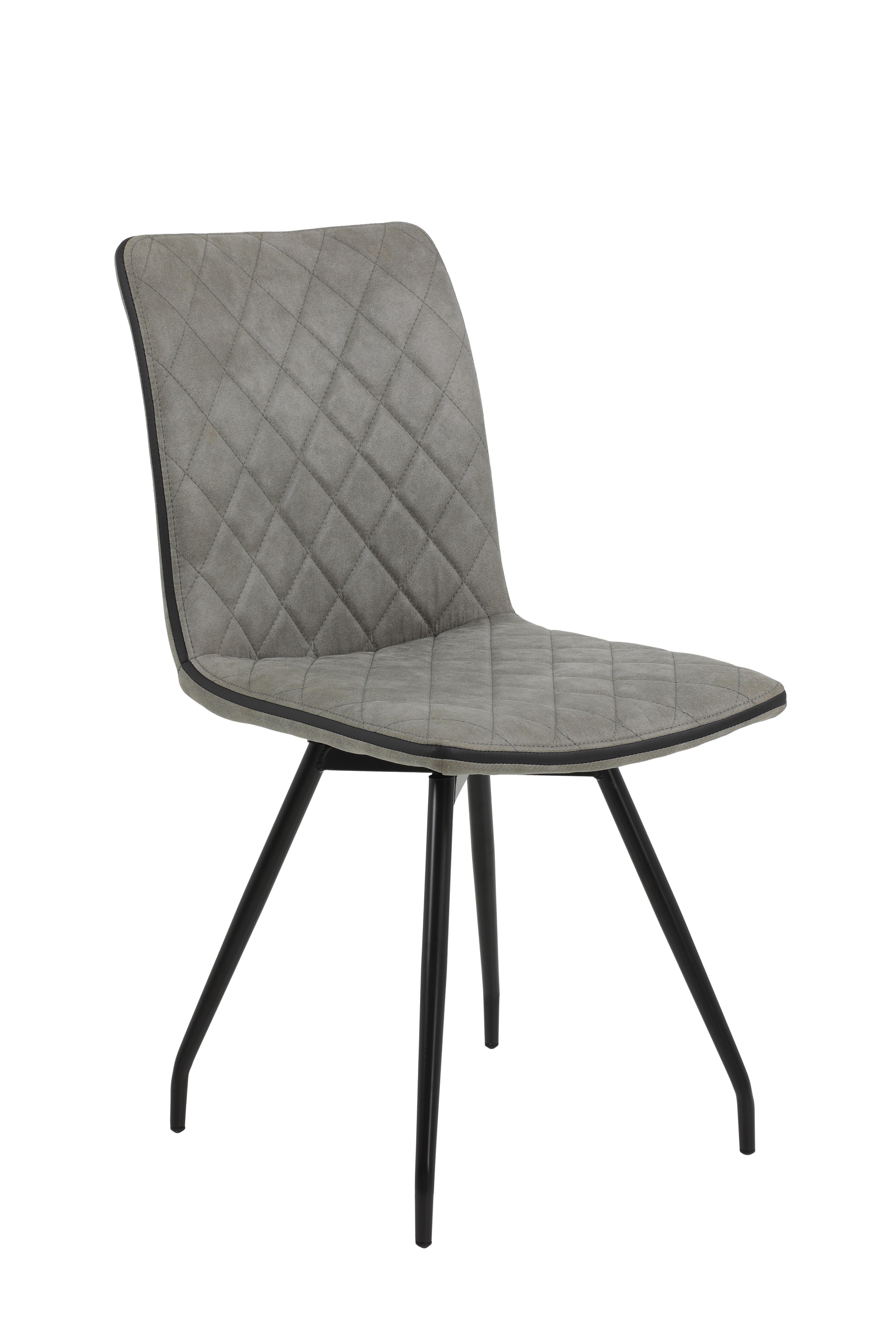 Jídelní židle Sabine, Kožený vzhled, šedá - šedá/černá, Moderní, kov/textil (45/90/59cm)
