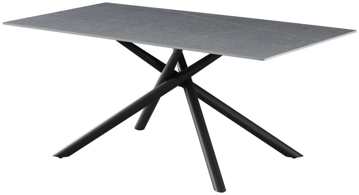 Esstisch Lior Keramik Grau, B: 180 Cm - Schwarz/Grau, KONVENTIONELL, Keramik/Metall (180/90/76cm) - MID.YOU