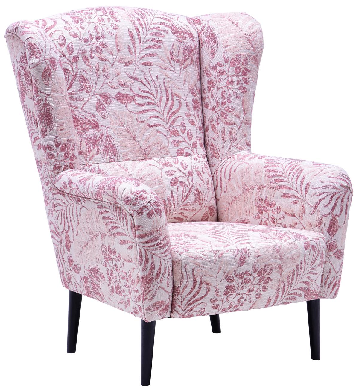 Ohrensessel Ertan Mischgewebe Rosa / Beige - Beige/Schwarz, MODERN, Textil (105/75/85cm)