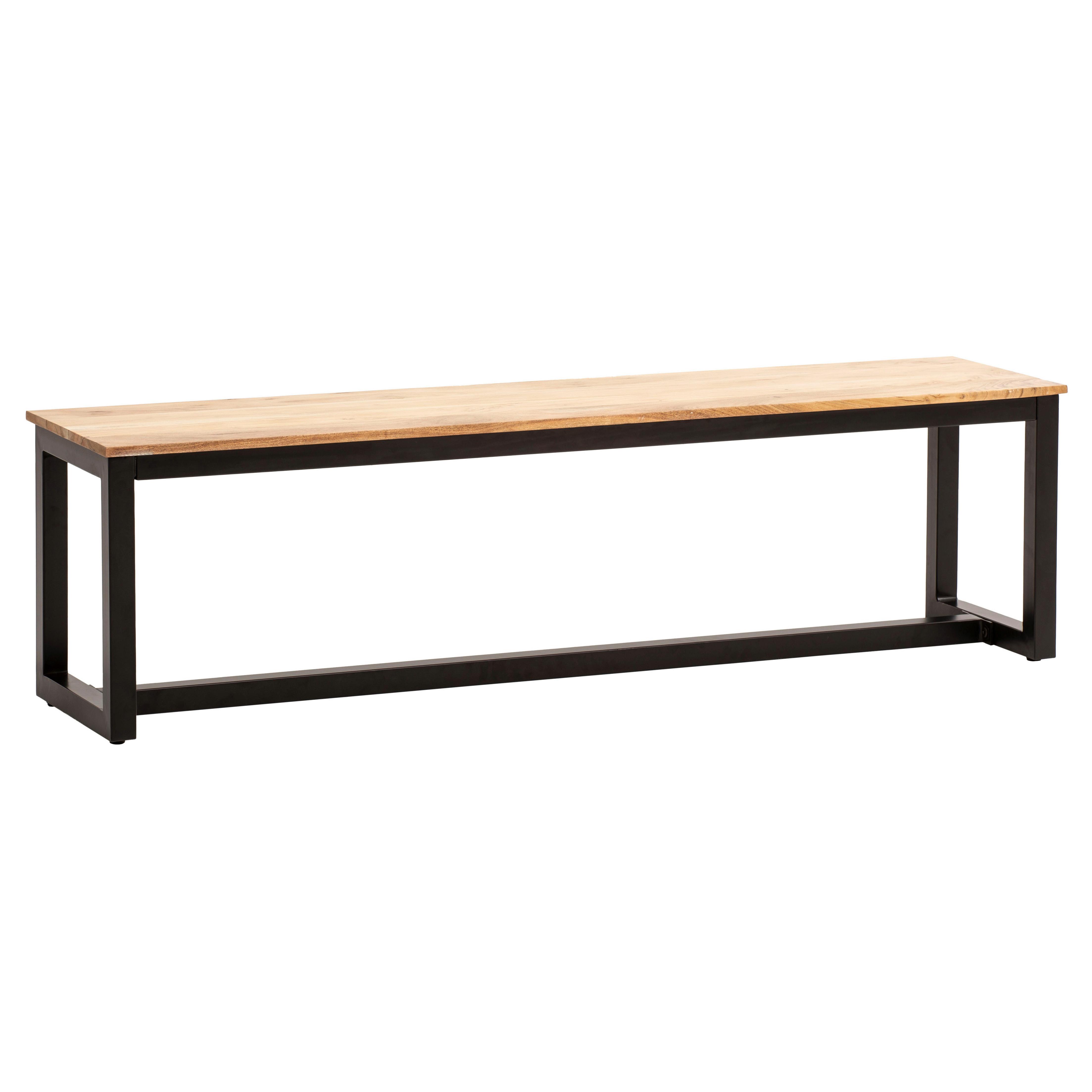 Sitzbank Holz Massiv Akazie/ Schwarz Wl7.064 B: 120 cm - Schwarz/Akaziefarben, Design, Holz (120/45/40cm) - MID.YOU