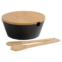 Salatschüssel Kunststoff/holz Schwarz/bambus 4-Tlg. - Schwarz, Basics, Holz/Kunststoff (26/11cm) - Kesper
