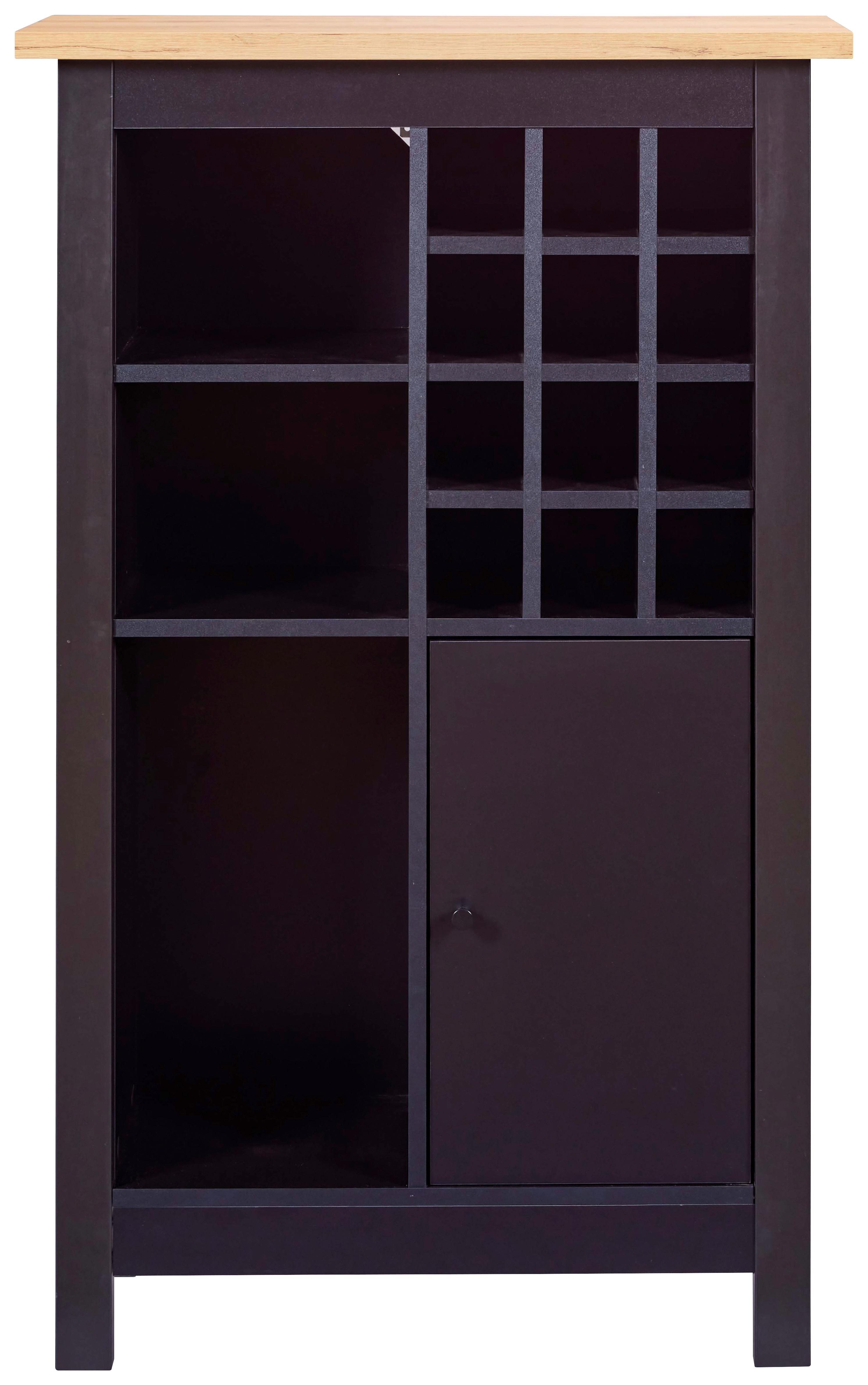 SKRINKA NA VÍNO NARO - čierna, Modern, kompozitné drevo/plast (76,8/124,4/33cm)