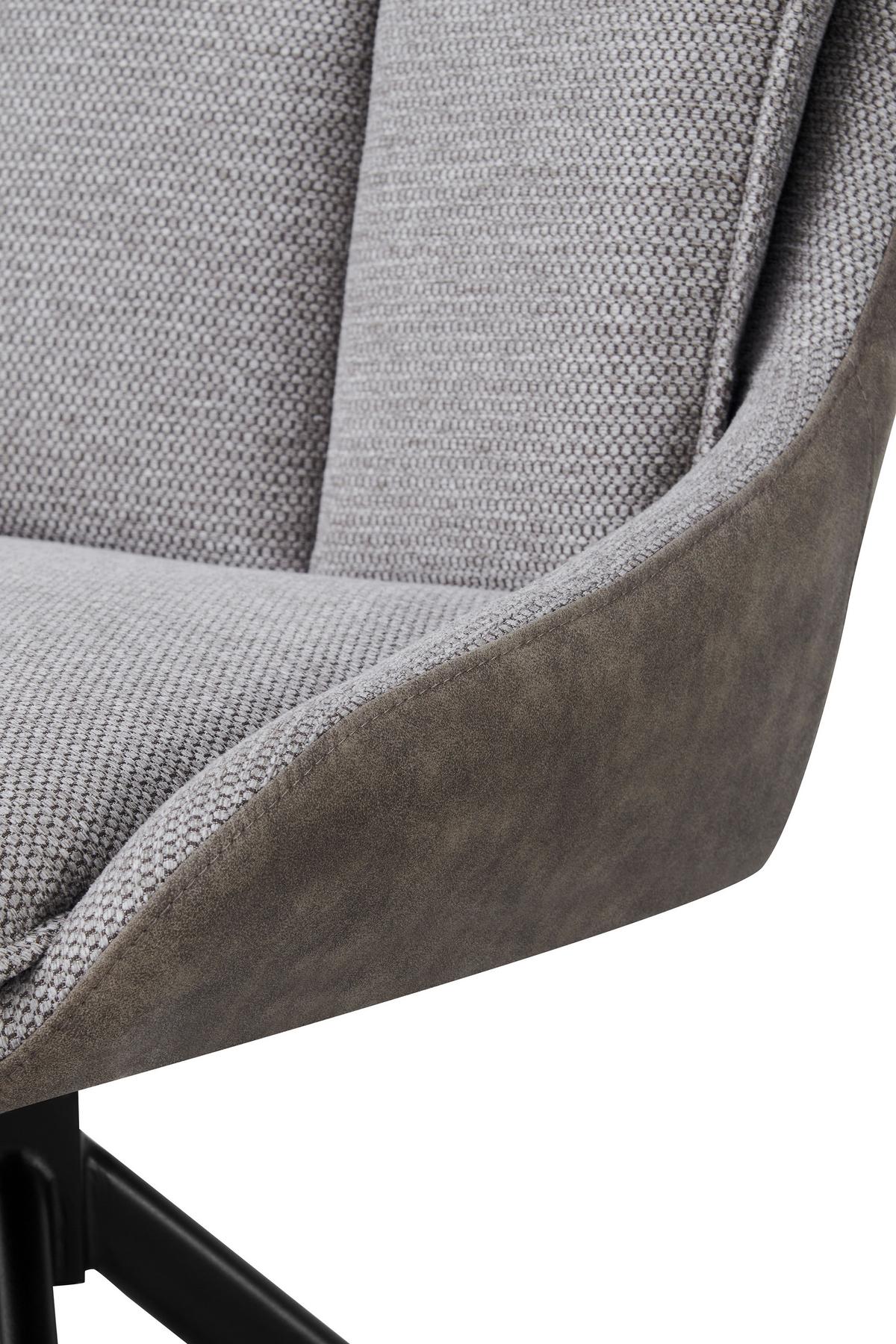 Armlehnstuhl Emilia Webstoff braun, B: 55cm - Schwarz/Braun, MODERN, Holz/Textil (55/88/65cm)