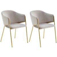 Armlehnstuhl-set Kronos -Trend Hellgrau/gold - Goldfarben/Hellgrau, Trend, Textil/Metall (53/77/60cm) - Livetastic