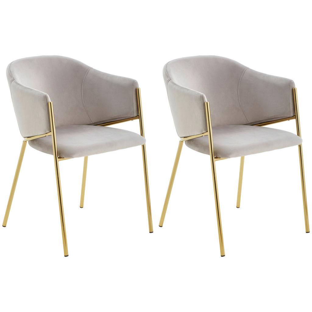 Armlehnstuhl-set Kronos -Trend Hellgrau/gold