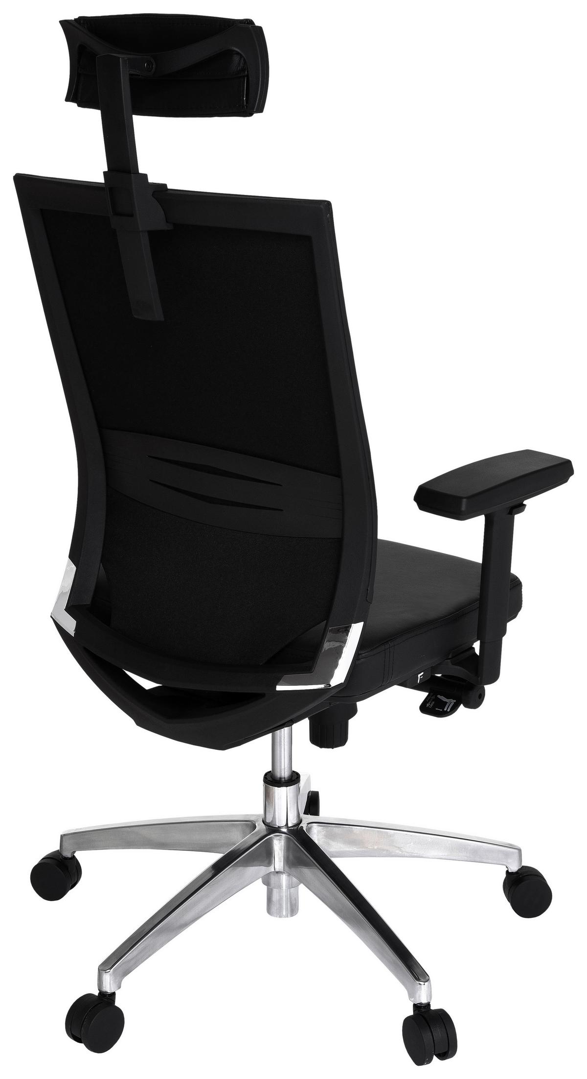 Drehstuhl Porto Max High Schwarz - Alufarben/Schwarz, MODERN, Leder/Kunststoff (59/117/49cm) - MID.YOU