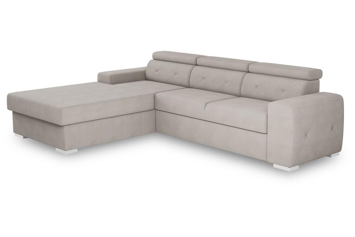 Eckschlafsofa Madison - Silberfarben/Creme, Design, Textil (195/296cm) - MID.YOU