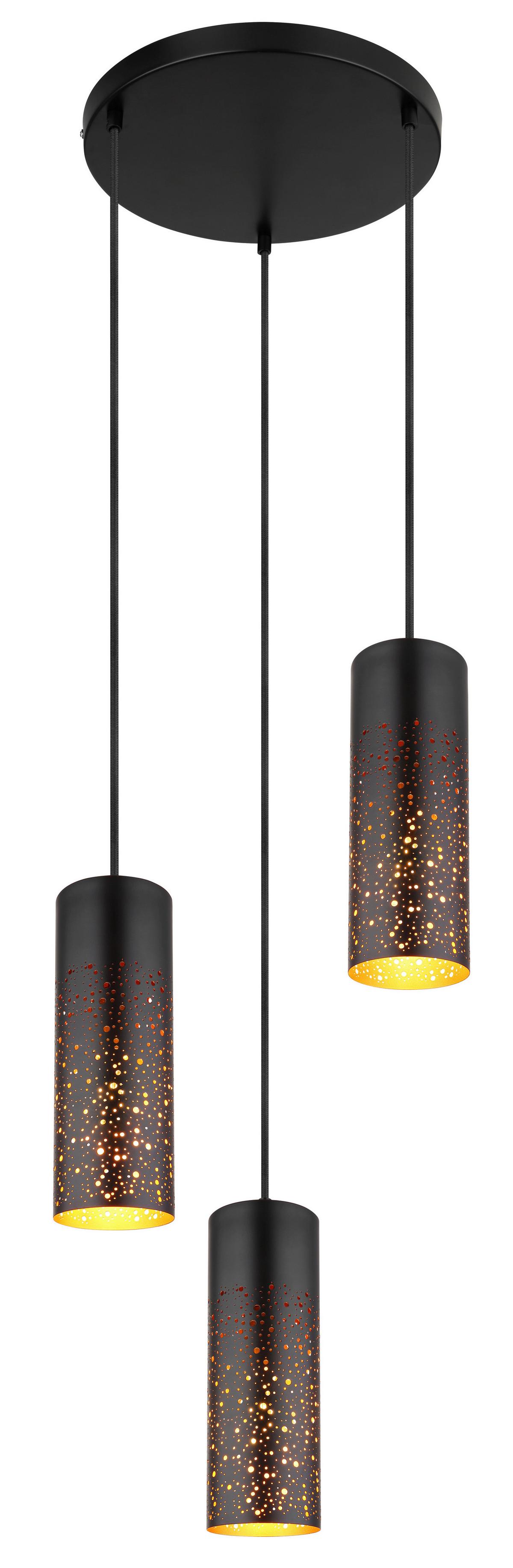 Hängeleuchte 21005-3h - Goldfarben/Schwarz, Design, Metall (34/150cm) - Globo