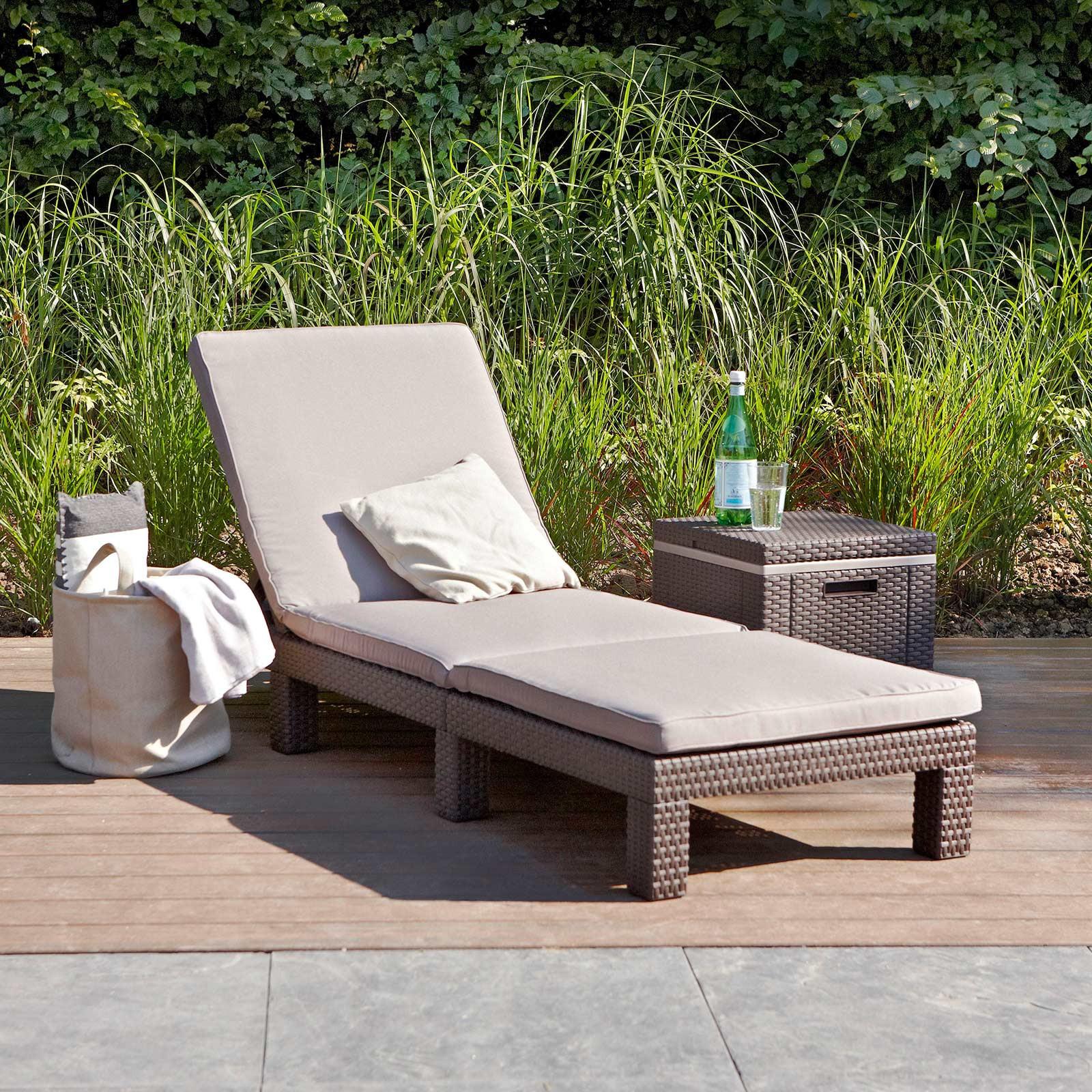 Sonnenliege Daytona Polyrattan verstellbar mit Auflage - Braun, MODERN, Kunststoff (195/64/22cm) - Keter