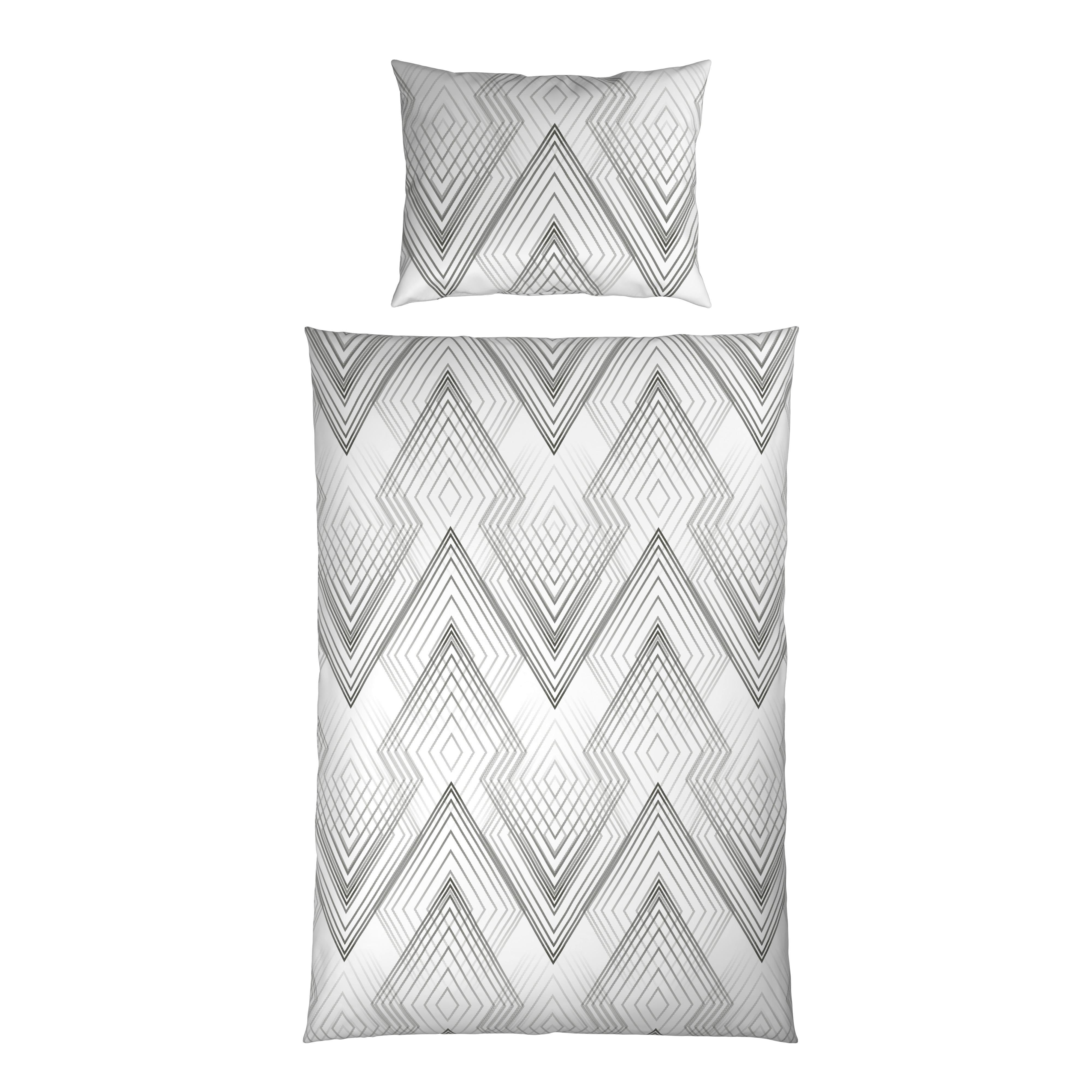Bettwäsche Irina - Anthrazit/Weiß, MODERN, Textil - Luca Bessoni