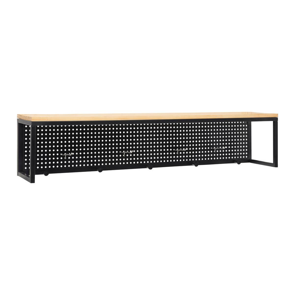 Vešiakový panel LORENZO - čierna/farba borovice, Modern, kov/drevo (110/22/20cm) - Bessagi Home