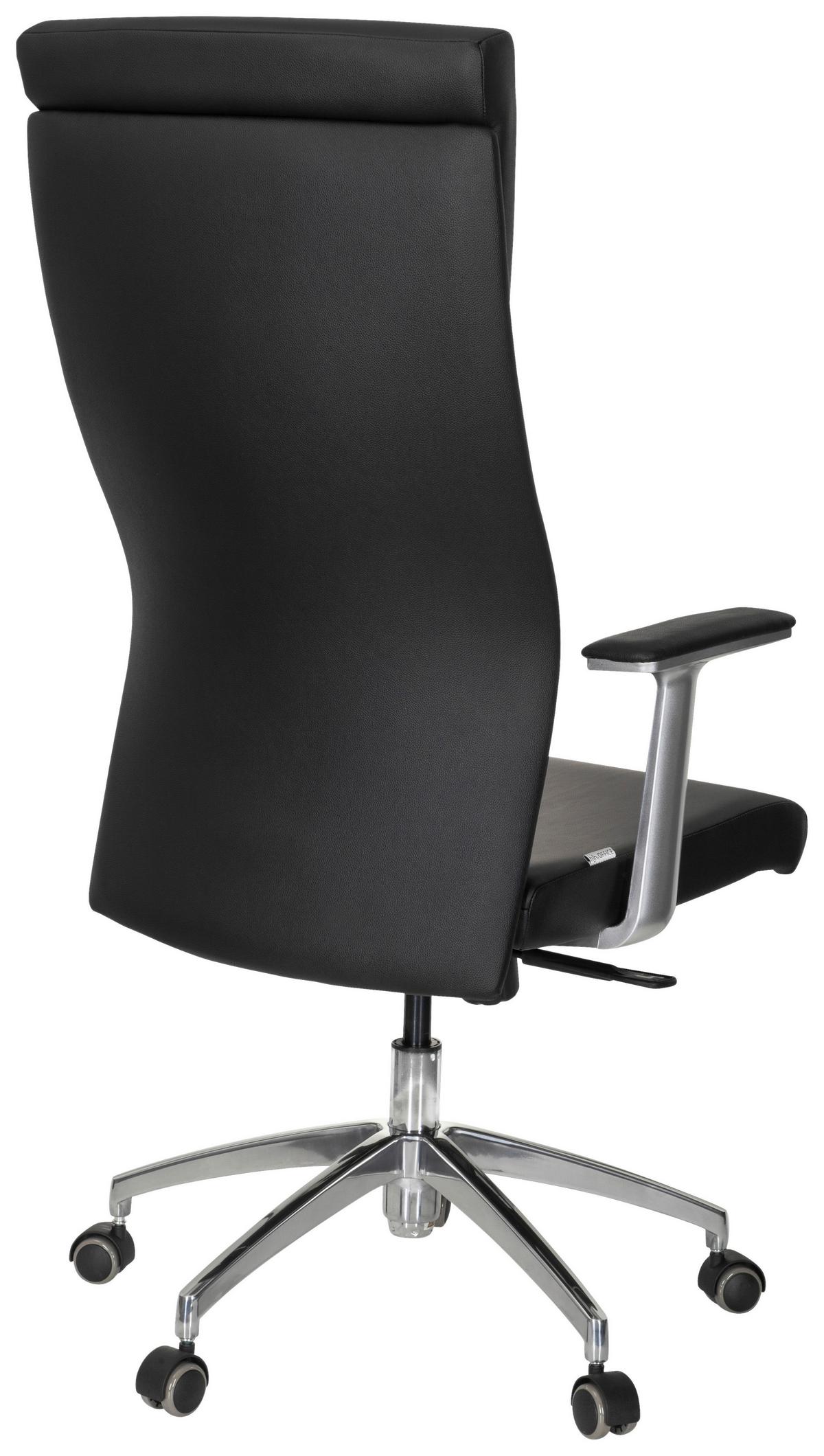 Drehstuhl Monza 20 Schwarz - Silberfarben/Schwarz, MODERN, Leder/Kunststoff (60/131/52cm) - MID.YOU