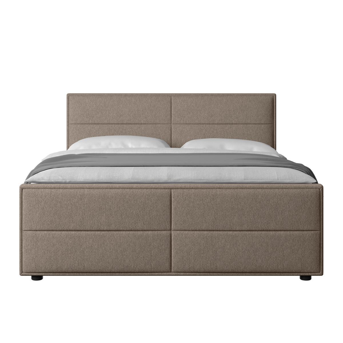 Boxspringbett mit Bettkasten Palermo 180x200 Beige - Beige/Schwarz, MODERN, Holz/Holzwerkstoff (180/200cm) - MID.YOU
