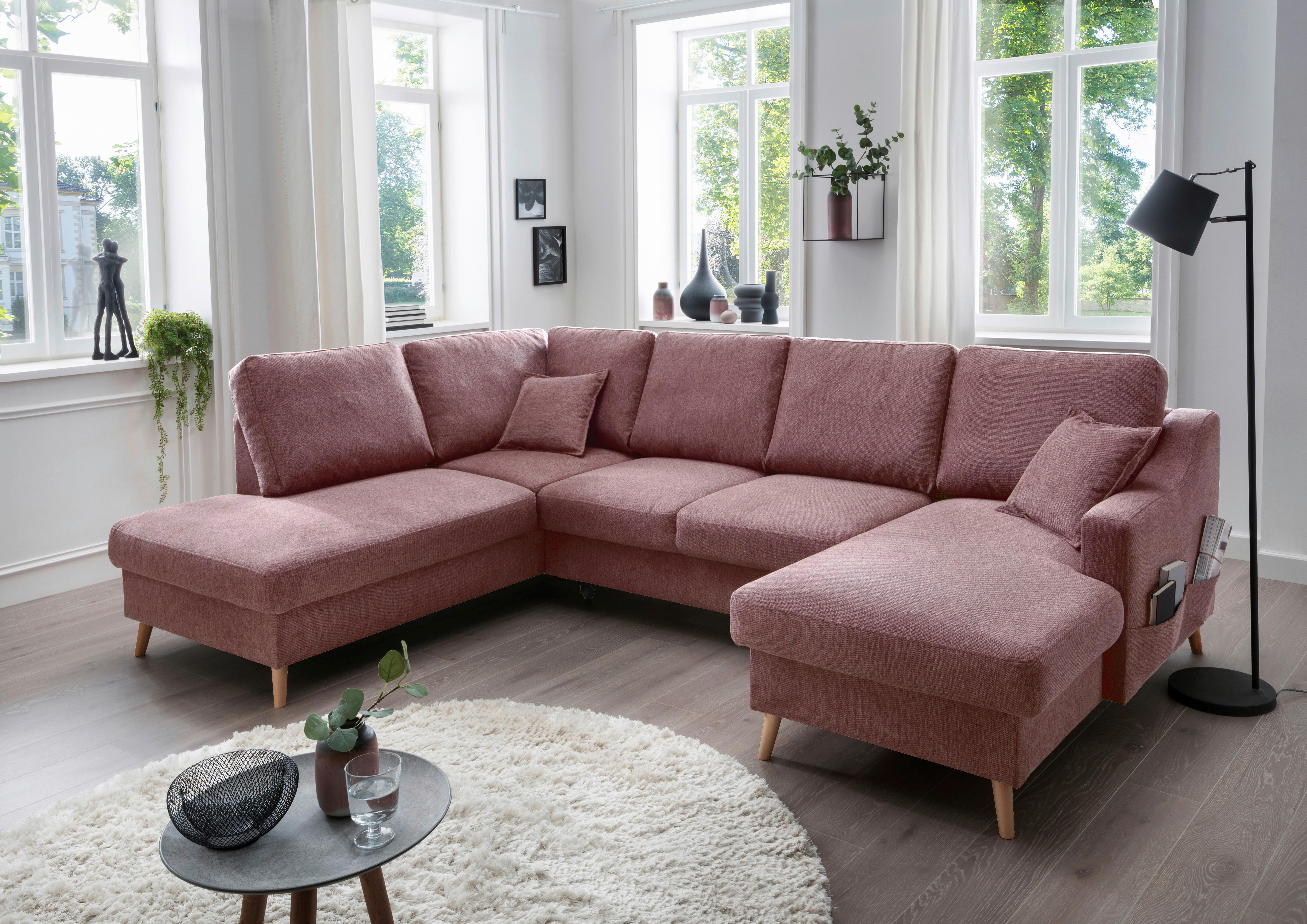Wohnlandschaft Valentina Rosa U:200/301/150cm - Rosa/Naturfarben, KONVENTIONELL, Textil (200/301/150cm) - P & B