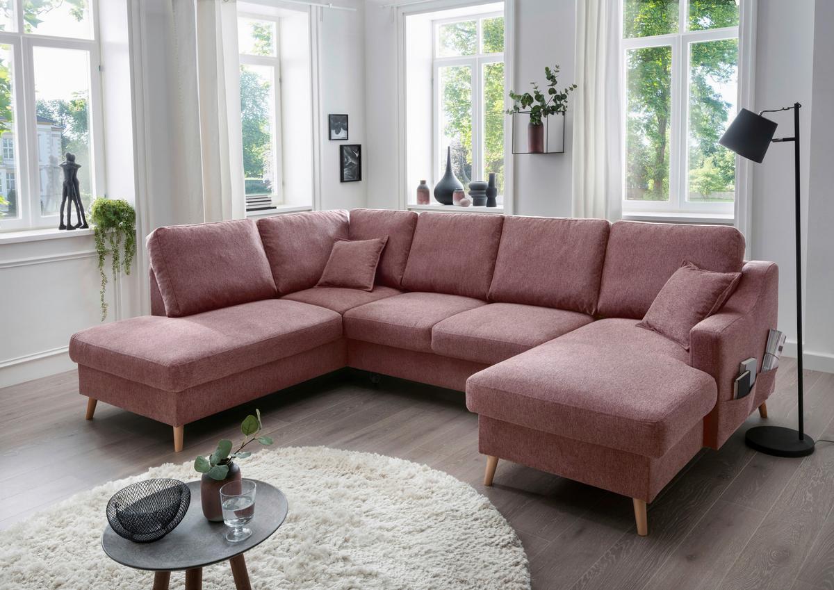 Wohnlandschaft Valentina Rosa U:200/301/150cm - Rosa/Naturfarben, KONVENTIONELL, Textil (200/301/150cm) - P & B