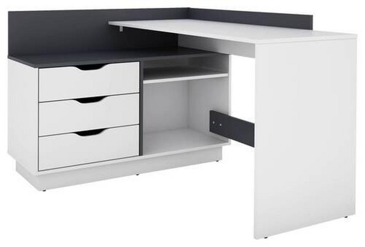 Eckschreibtisch mit Stauraum 105 cm Belfast Schwarz/Weiß - Schwarz/Weiß, LIFESTYLE, Holzwerkstoff (129/105/84cm) - MID.YOU