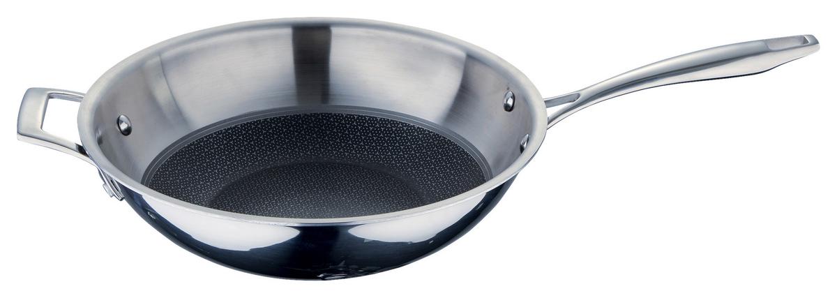 Wok Hi-Tech 3 Ø 53 cm Edelstahl Antihaftbeschichtet - Edelstahlfarben/Schwarz, Basics, Metall (53/29.5/9cm) - Masterpro