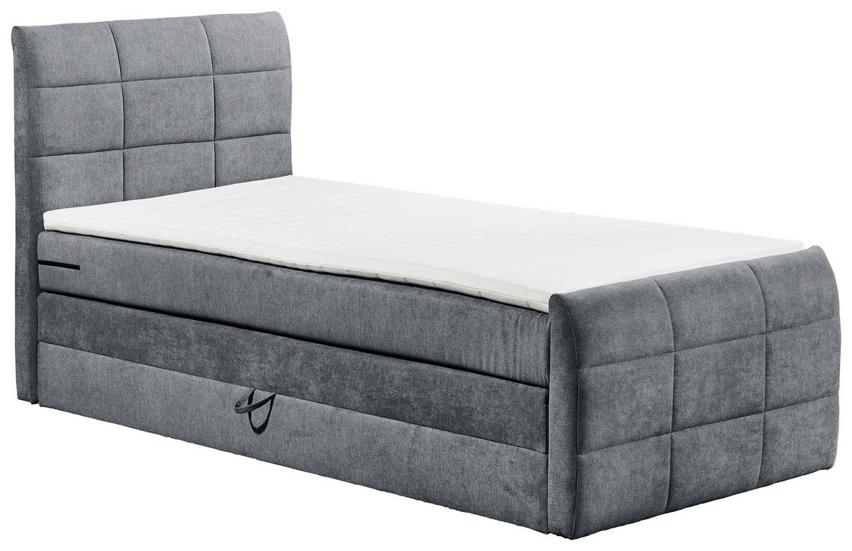 Boxspring postel KUBA 100x200 cm antracit - antracitová, Basics, kompozitní dřevo/textil (100/200cm) - MID.YOU