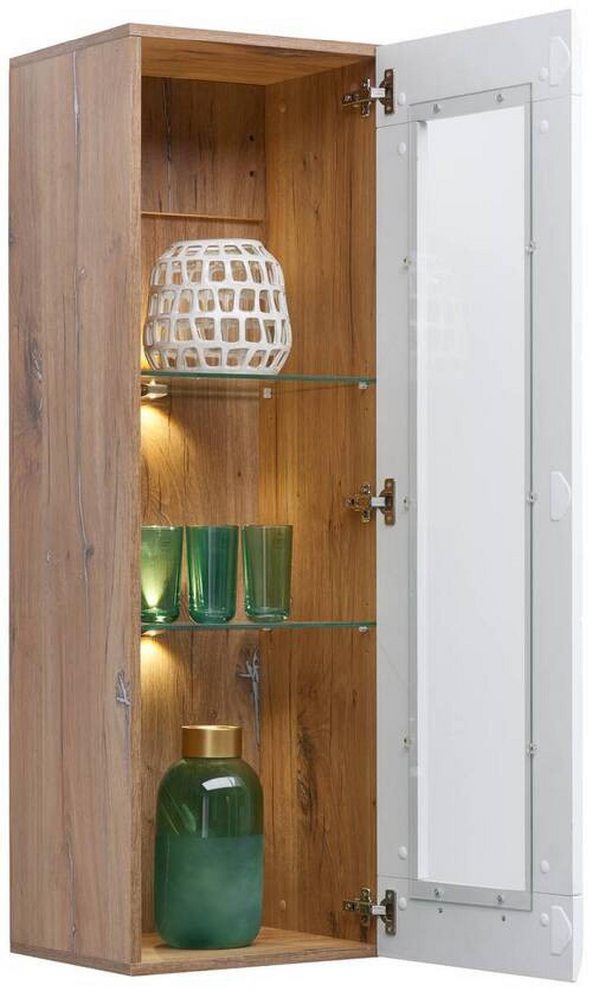 Wohnkombination 4-Tlg. Auris, Weiß/Eiche Dekor - Eichefarben/Weiß, MODERN, Glas/Holzwerkstoff (325,3/204,2/49,6cm) - Luca Bessoni