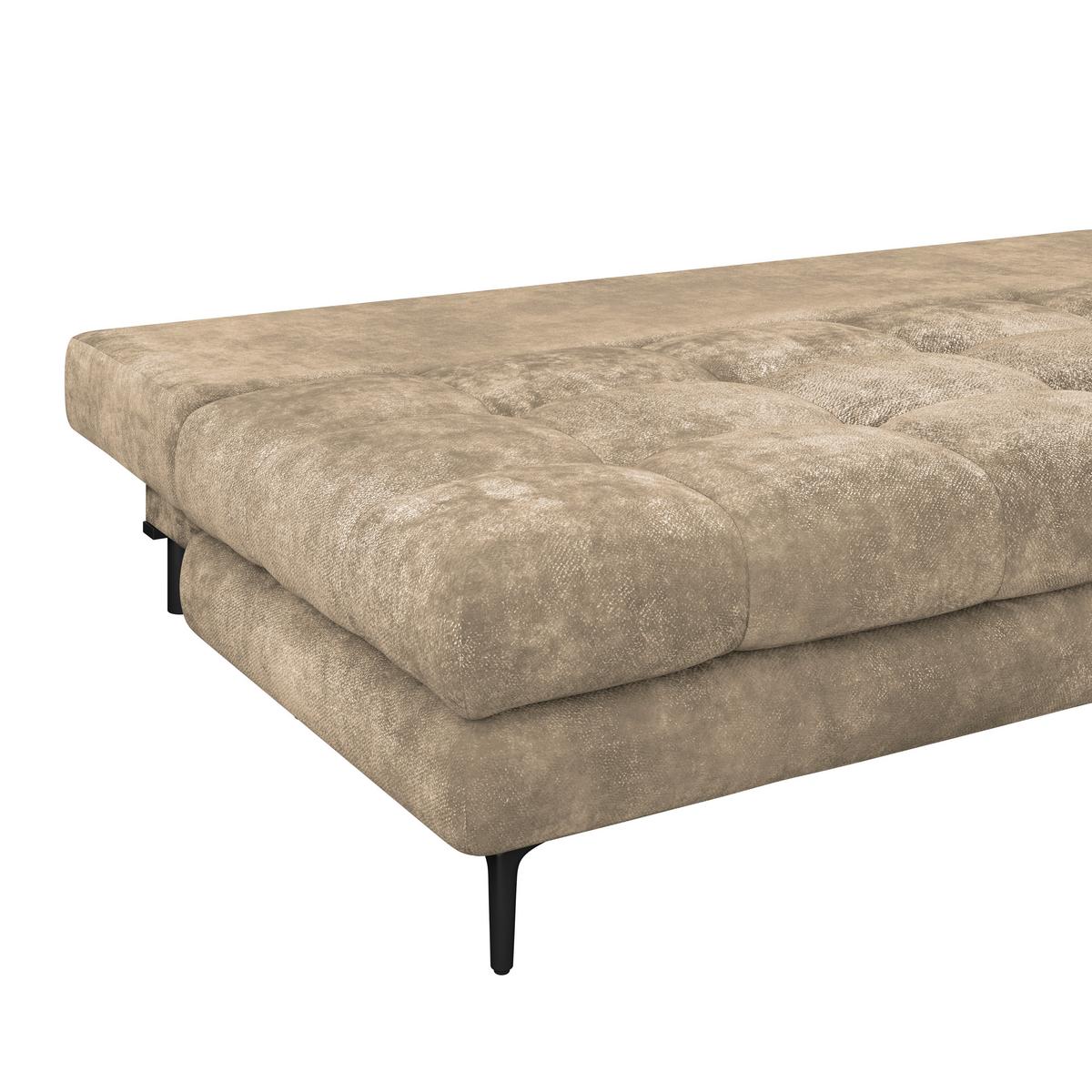 Schlafsofa Perla Hellbraun B: 203 cm - Hellbraun/Schwarz, KONVENTIONELL, Textil (203/94/96cm)