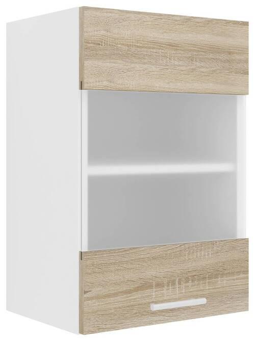 Küchenoberschrank Esilo B: 40 Cm Weiß/eiche Dekor - Weiß/Sonoma Eiche, KONVENTIONELL, Glas/Holzwerkstoff (40/60/31cm) - MID.YOU