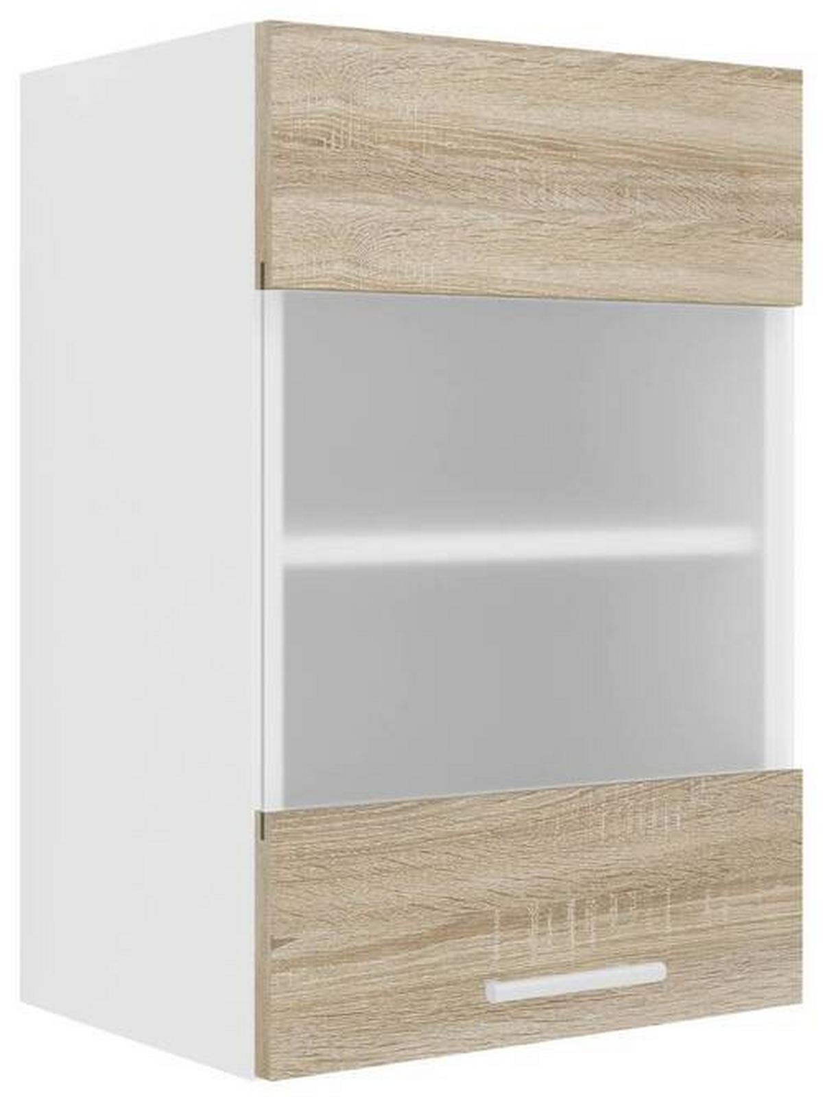 Küchenoberschrank Esilo B: 40 cm Weiß/Eiche Dekor - Weiß/Sonoma Eiche, KONVENTIONELL, Glas/Holzwerkstoff (40/60/31cm) - MID.YOU