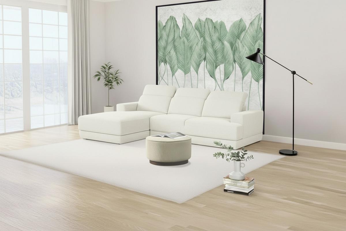 Ecksofa Frans Weiß S: 204 Cm - Schwarz/Weiß, Design, Textil (204/293cm) - MID.YOU