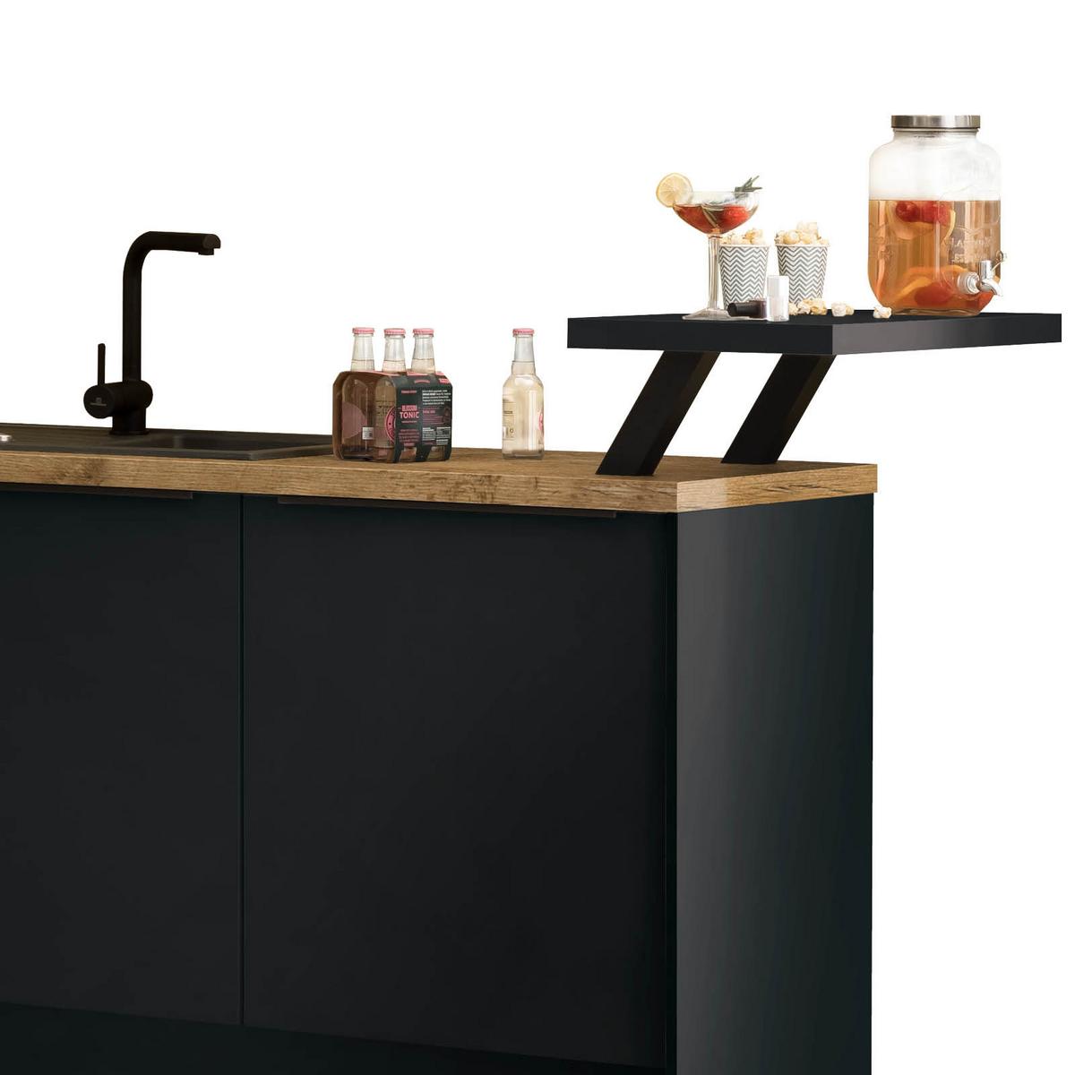 Eckküche Ip1200 Ohne Geräte 292x192 Cm Schwarz/space Grey - Weiß, MODERN, Holzwerkstoff (292/192cm) - Impuls