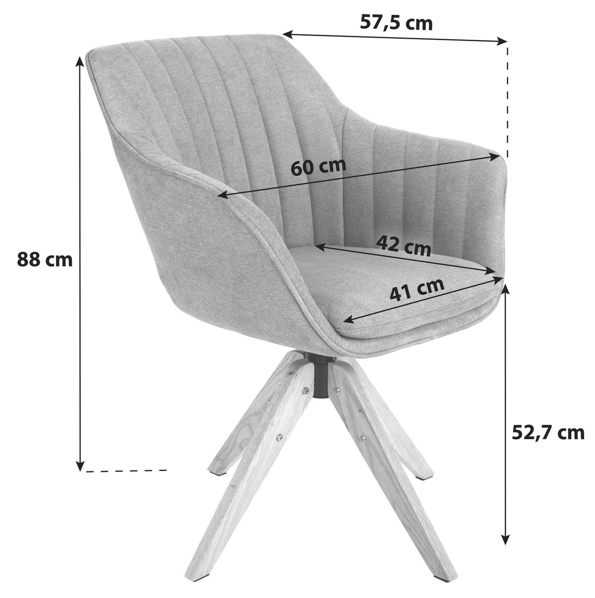 Armlehnstuhl Belluno Anthrazit Mit Drehbarer Sitzfläche - Eichefarben/Anthrazit, MODERN, Holz/Textil (60/88/57,5cm) - MID.YOU
