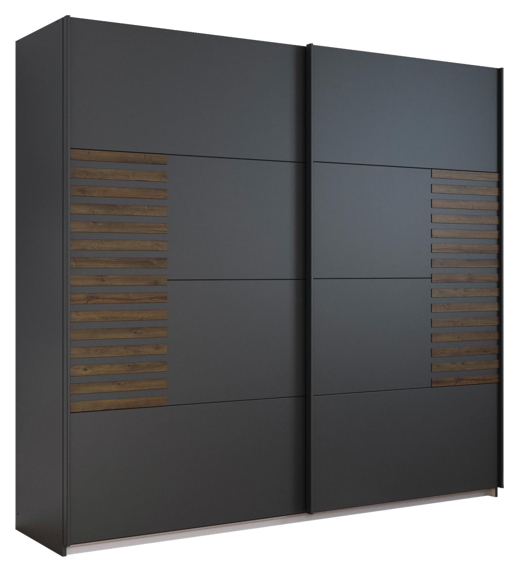 Schwebetürenschrank Barea Dunkelgrau Eiche Dekor - Eiche dunkel/Dunkelgrau, MODERN, Holzwerkstoff (226/210/62cm) - Rauch Möbel